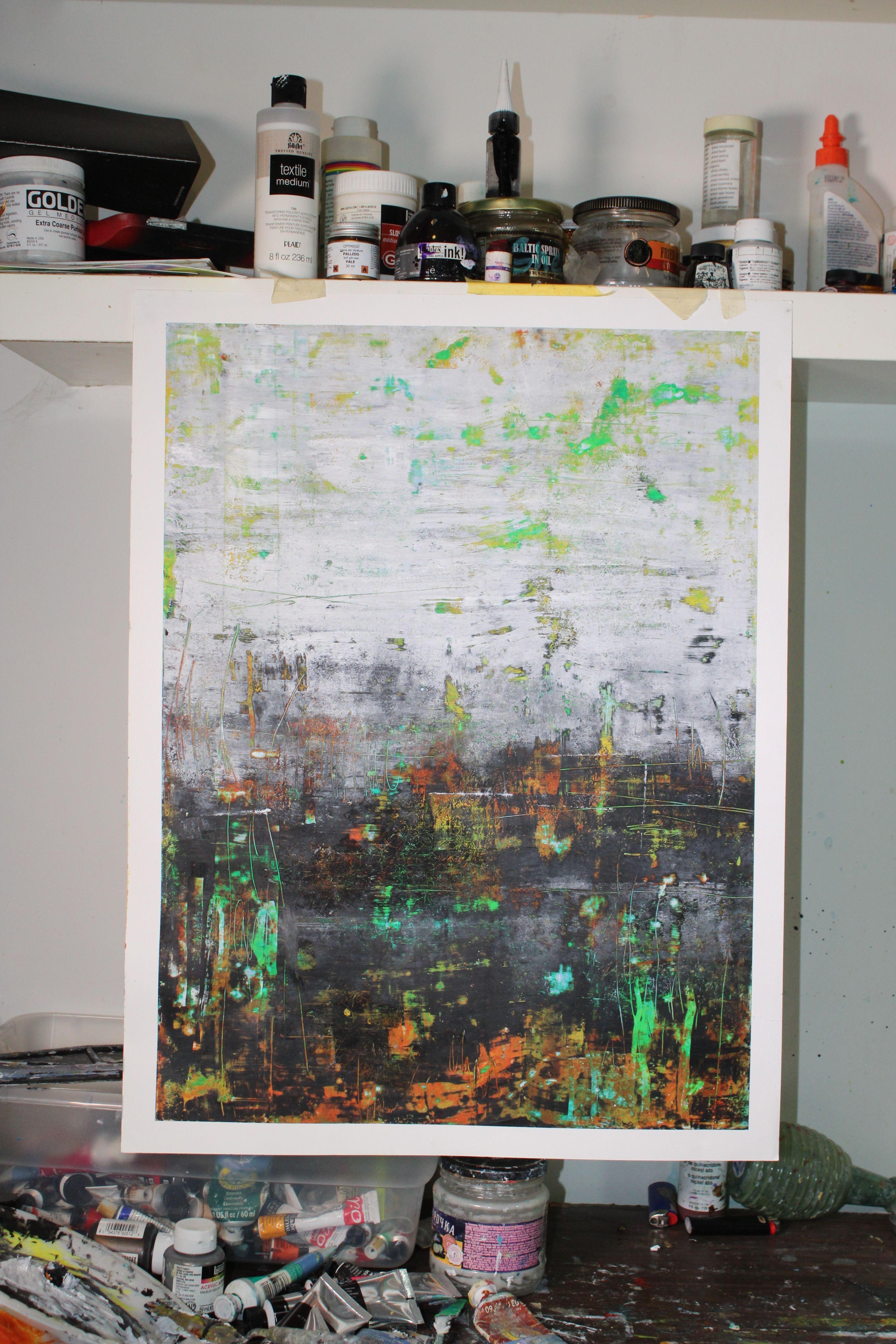 Territorio inesplorato 9, Pittura, Olio su carta - Painting di Laura Spring