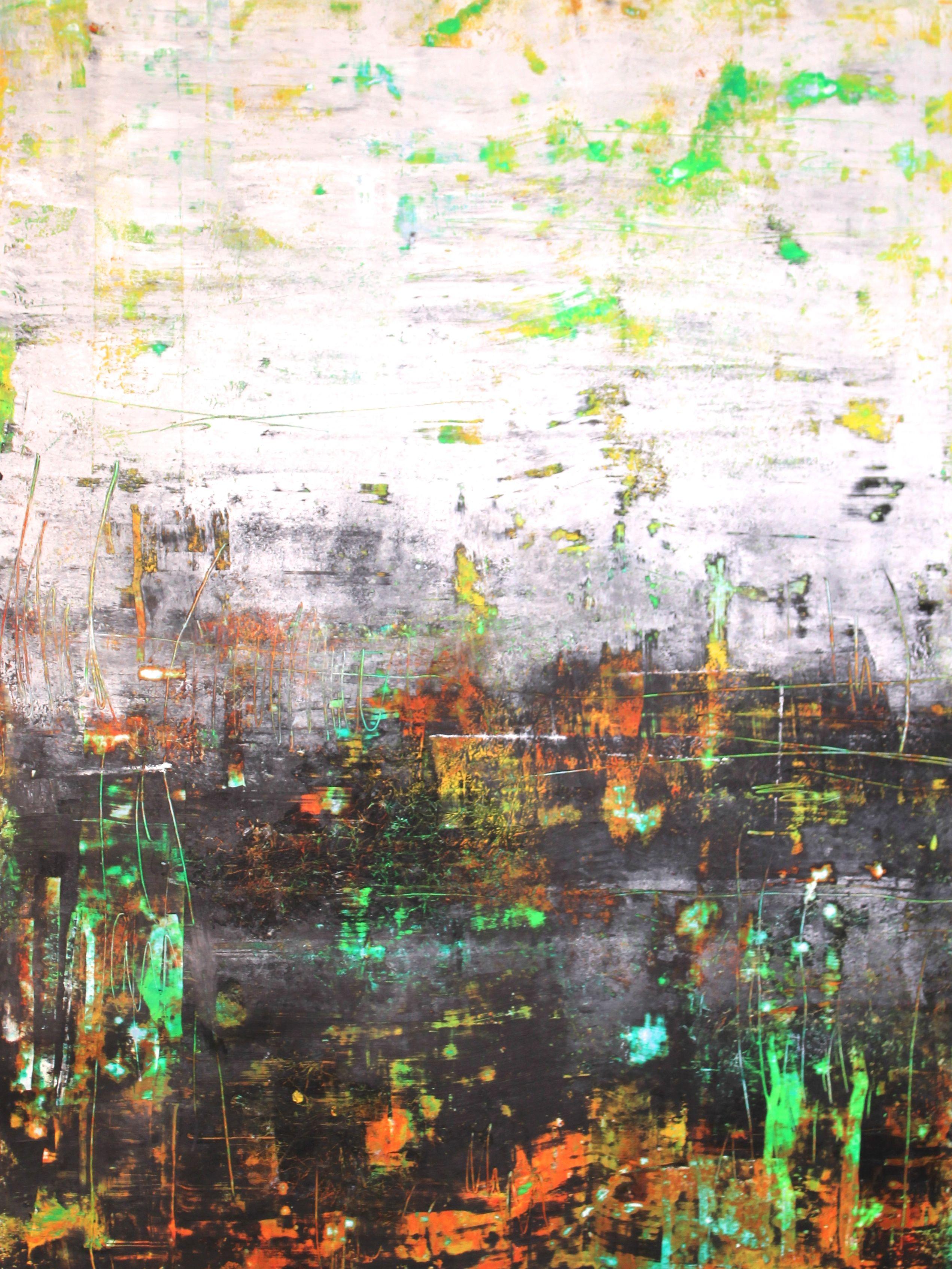 Abstract Painting di Laura Spring - Territorio inesplorato 9, Pittura, Olio su carta