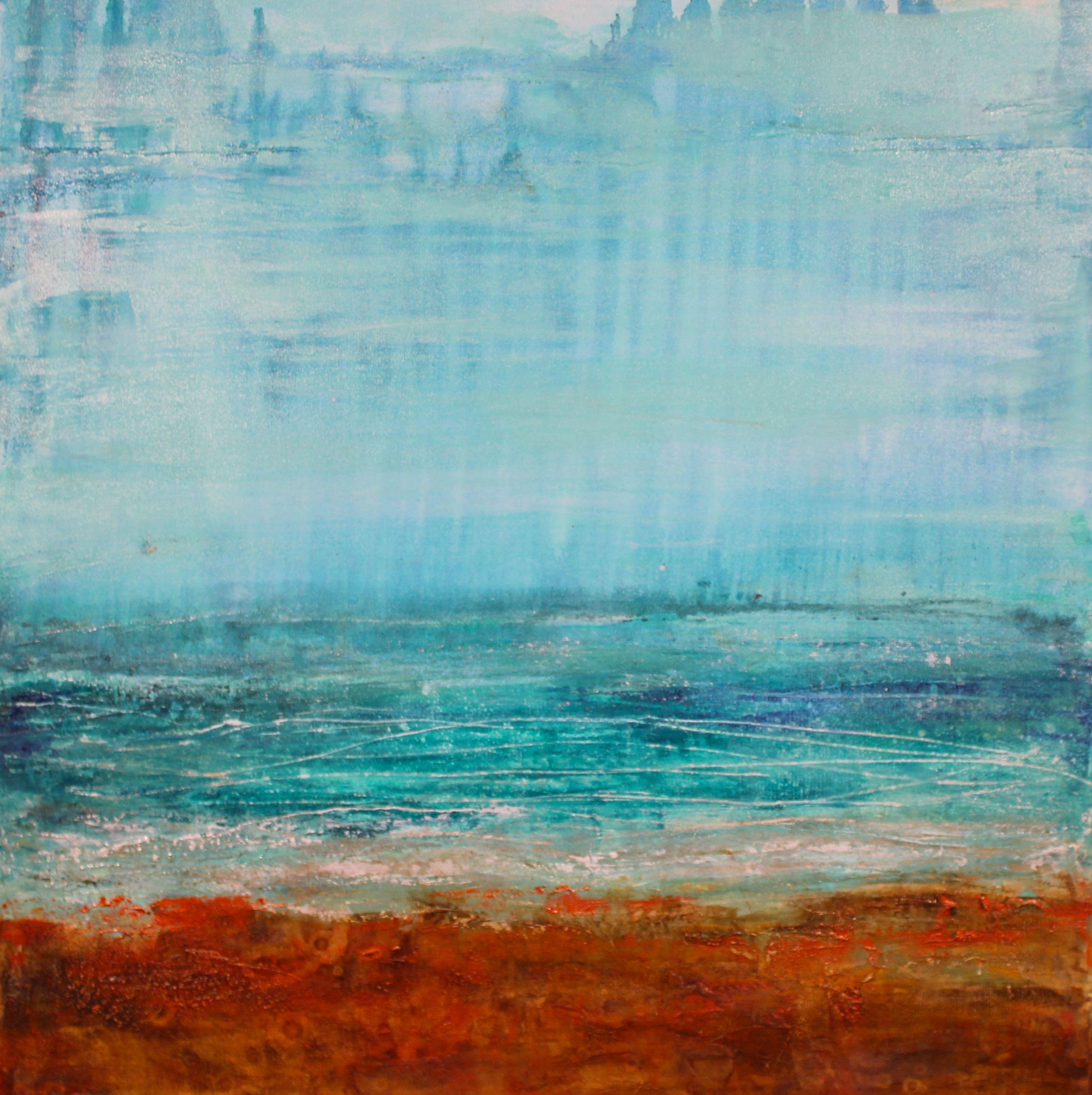 Abstract Painting di Laura Spring - Dove due mondi si incontrano III, Pittura, Acrilico su tela