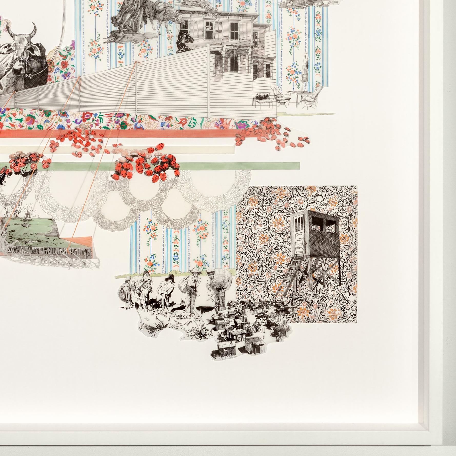 medium: ink drawing and thread on hand-cut mylar


Laura Tanner Graham's drawings and installations are often discussed as part of the Southern Gothic literary tradition, sharing similar themes with authors such as Flannery O’Connor and Eudora