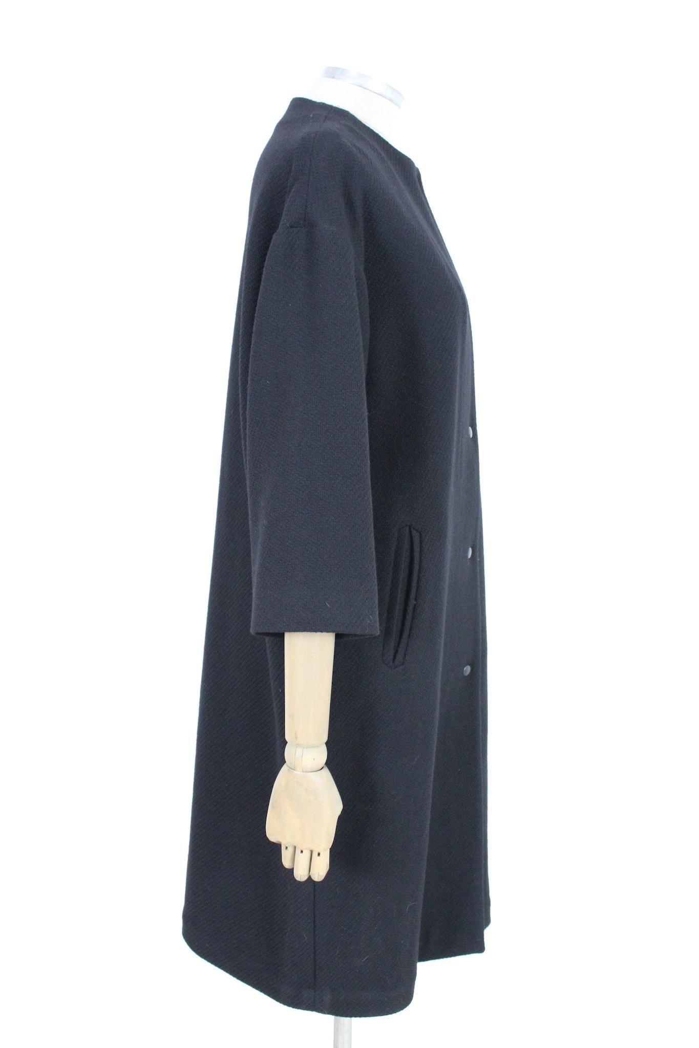 Laura Urbinati Black Wool Classic Coat In Excellent Condition For Sale In Brindisi, Bt