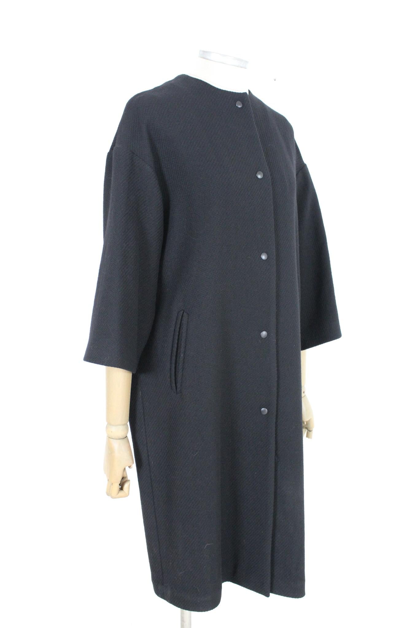 Women's Laura Urbinati Black Wool Classic Coat For Sale