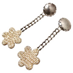 Laura Vogel Vintage Silber Kette & Barock Perle Blumenmotiv Tropfen Ohrringe