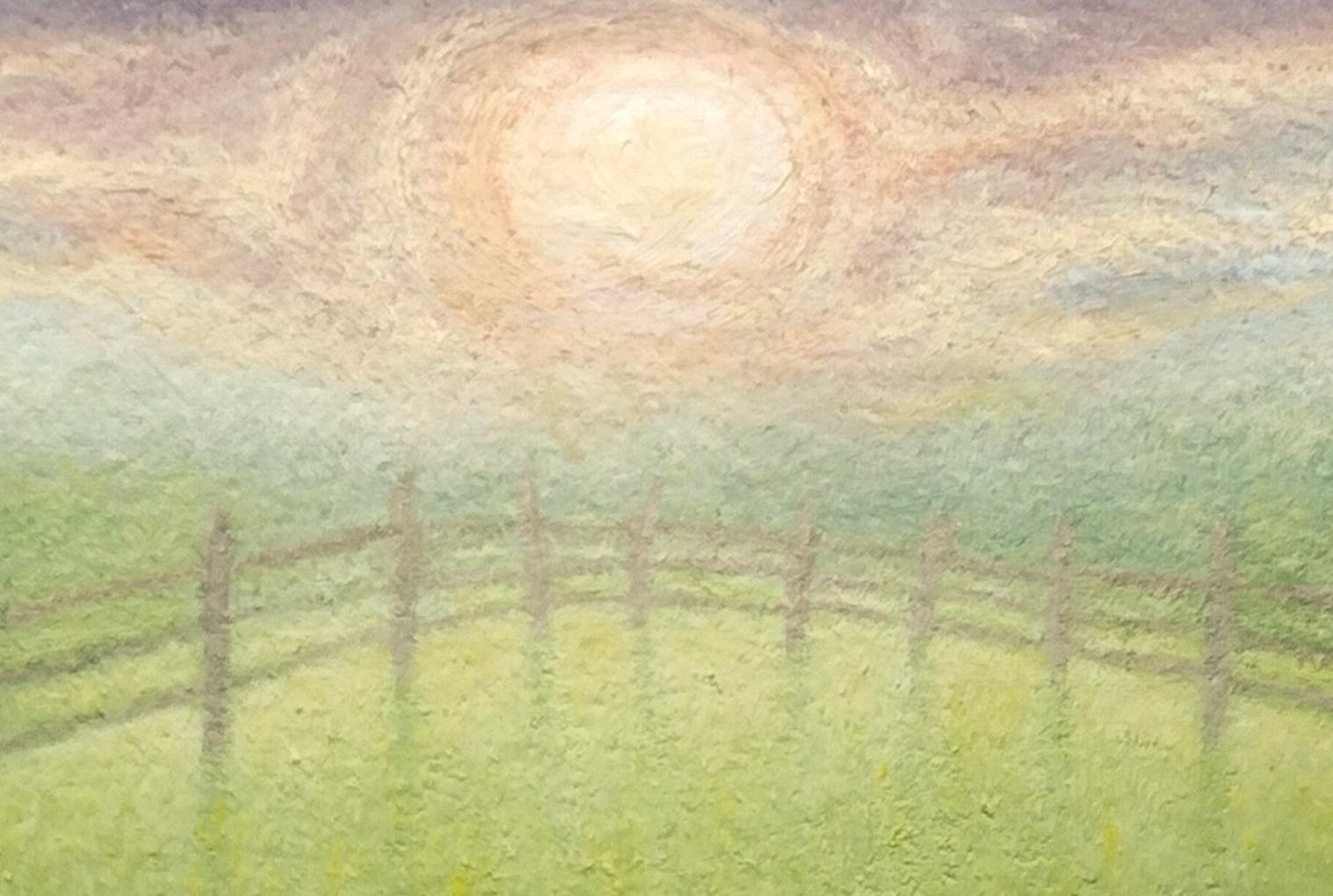 Holding (2024) de Laura Von Rosk, de su evocadora serie Fence, invita al espectador a un paisaje surrealista donde el orden y la tensión se encuentran en delicado equilibrio. Presentado en la exposición Pushing Boundaries de Nueva York, este óleo de