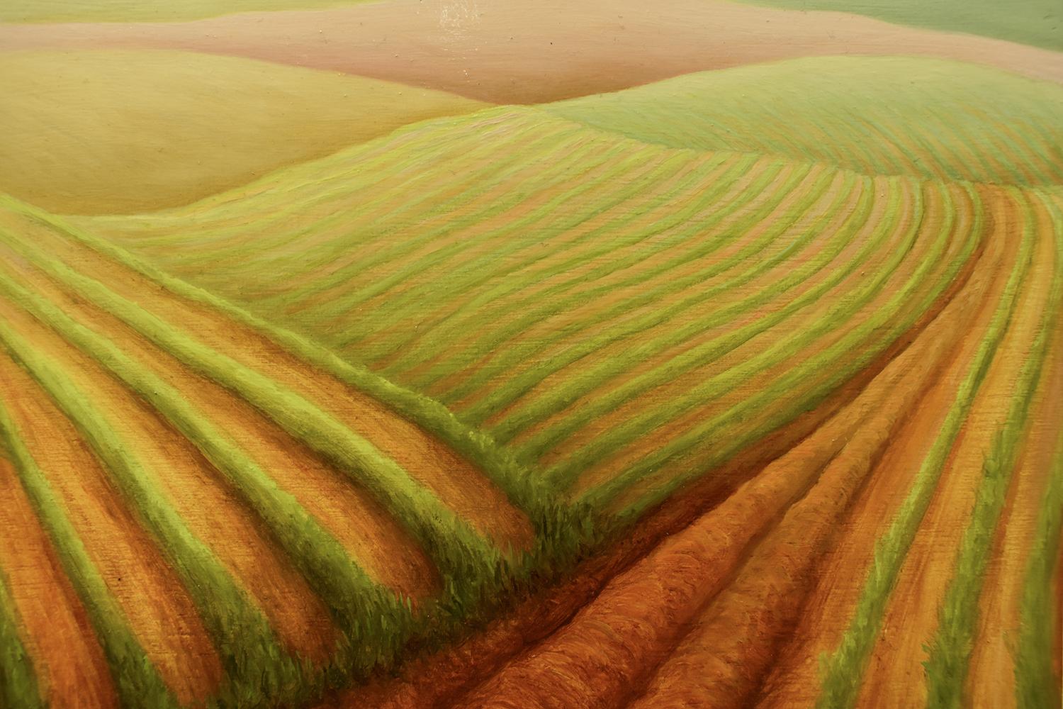 Campos de verano (Mini contemporáneo)  Paisaje de campos de cultivo sobre panel) 1