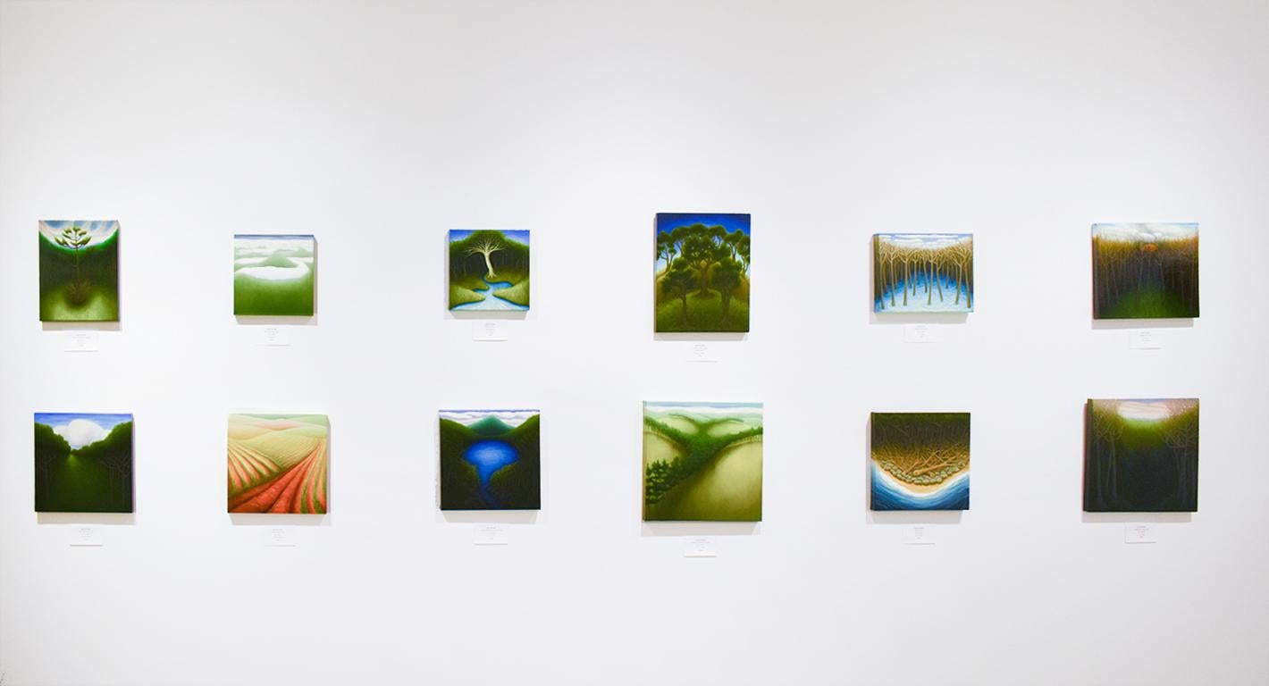 Campos de verano (Mini contemporáneo)  Paisaje de campos de cultivo sobre panel) 4