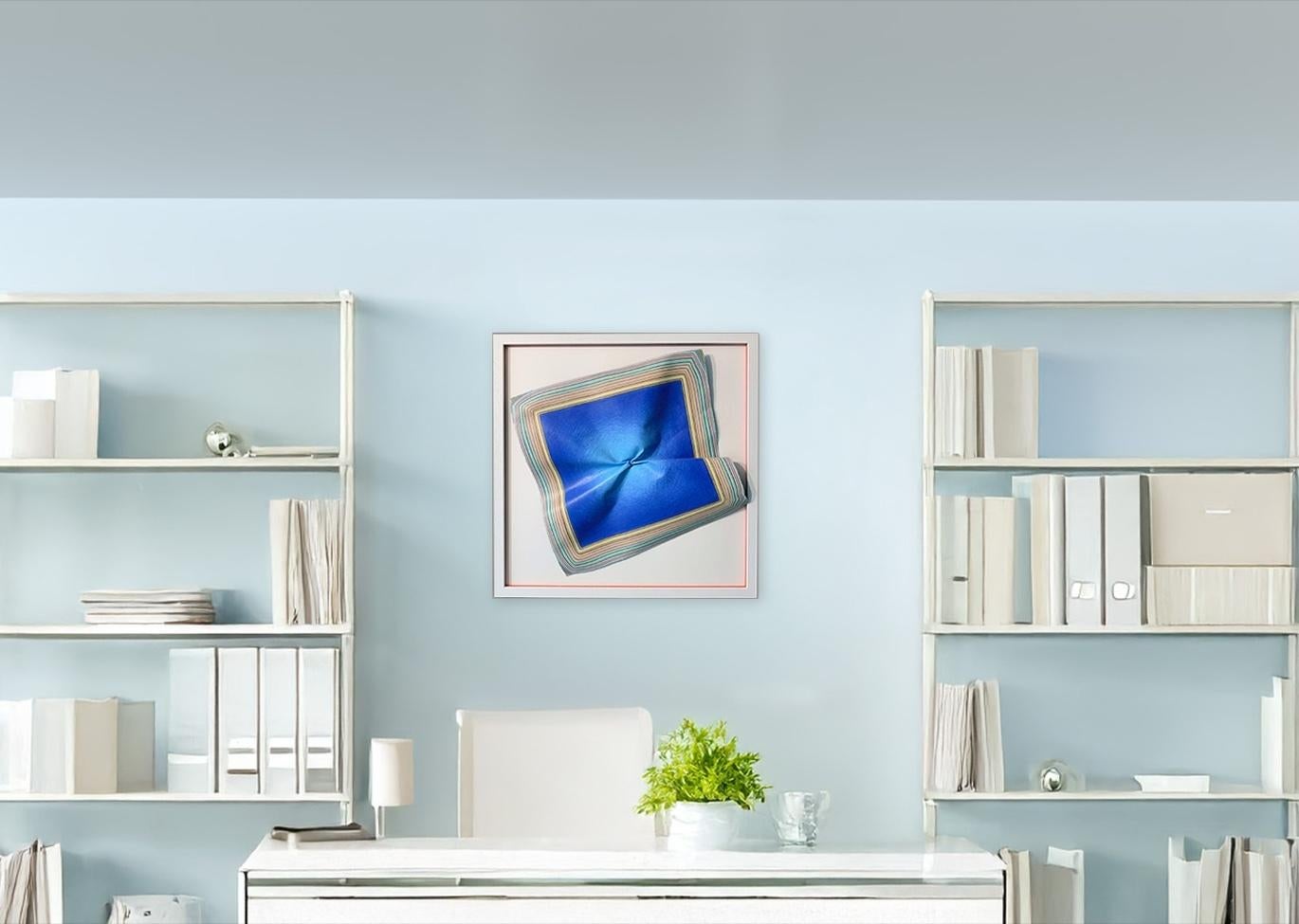 Blue Square, Original Painting, Abstract art, floral art im Angebot 7