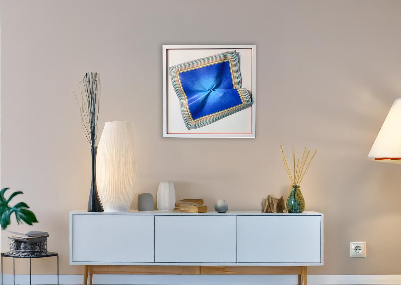 Blue Square, Original Painting, Abstract art, floral art im Angebot 1