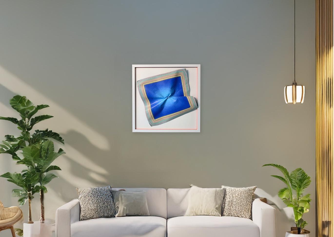 Blue Square, Original Painting, Abstract art, floral art im Angebot 4