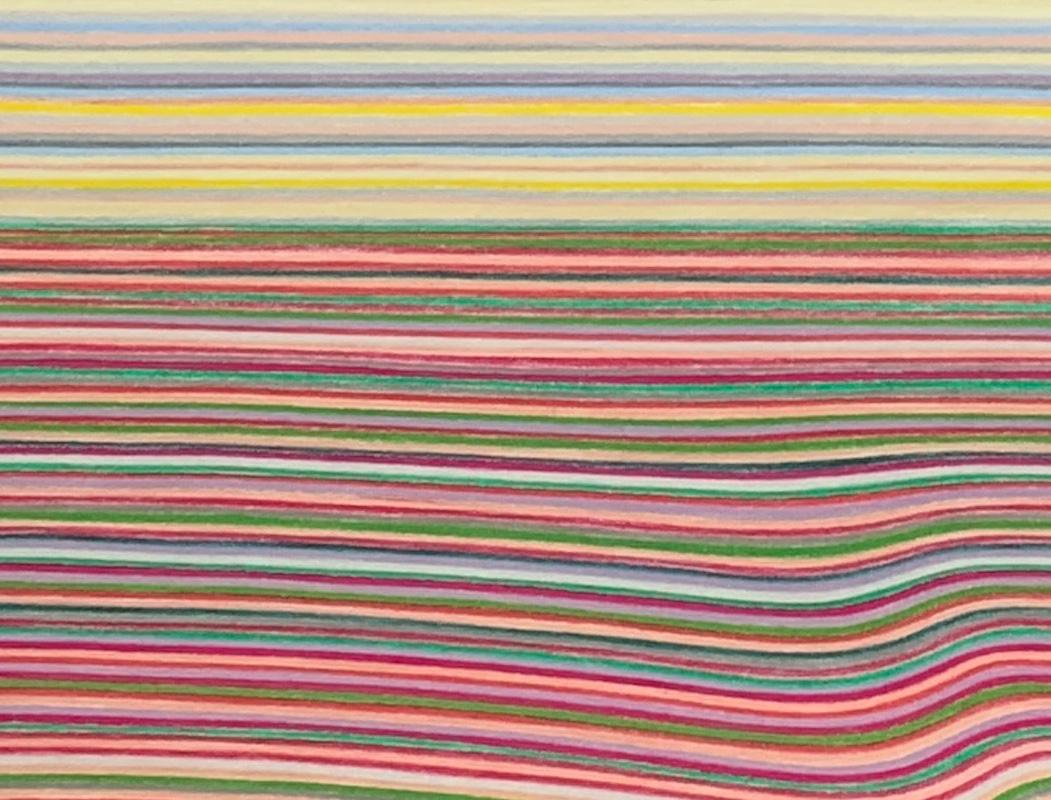 Tulip Field ist Teil einer sich entwickelnden Serie, die von den wechselnden Jahreszeiten inspiriert ist und die Essenz der europäischen Landschaft durch Abstraktion einfängt. Wie sein Pendant Seaside, bei dem es eine Horizontlinie gibt, die sich