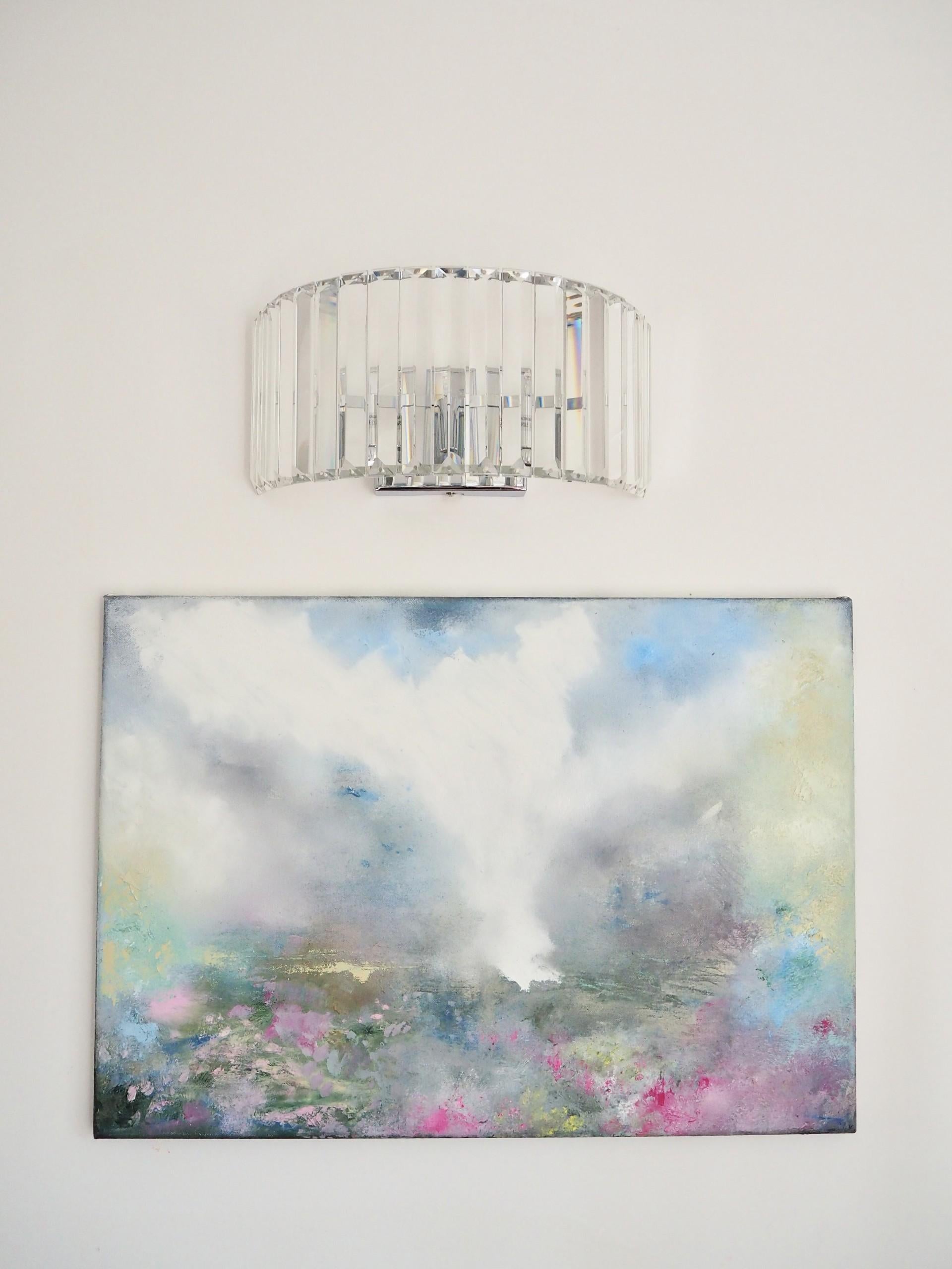 Blossom Fields - Gray Abstract Painting by Laura Weekes