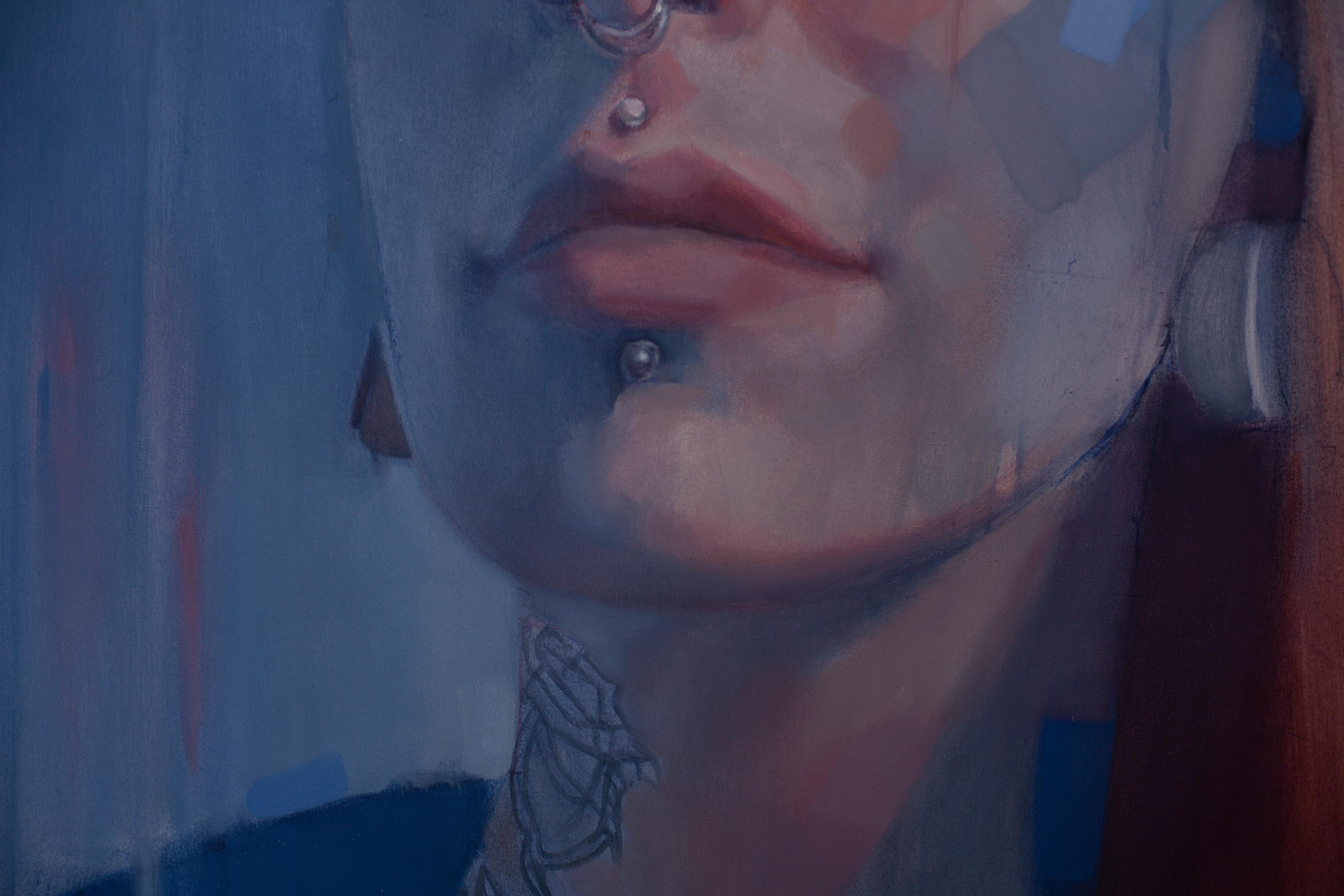 blue portrait painting