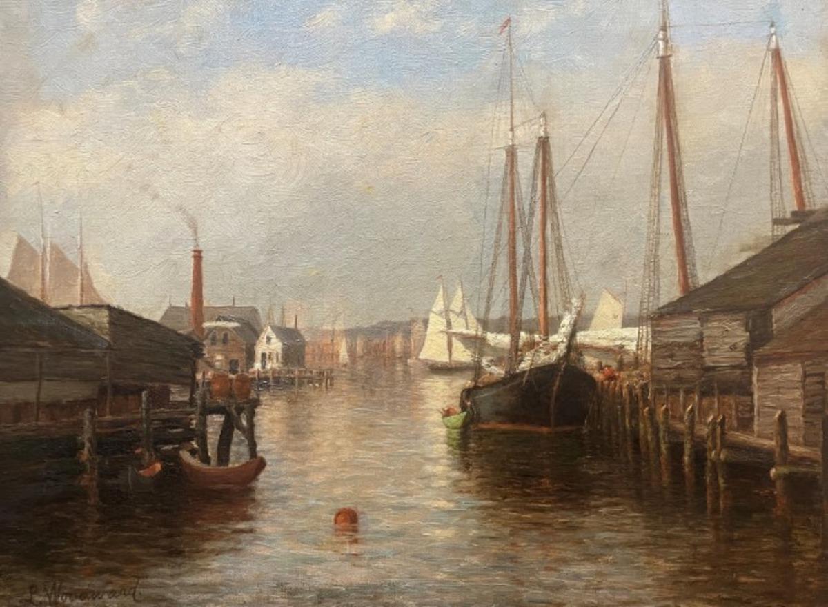 "Porto di Gloucester" Laura Woodward, Scena marina di Cape Ann, Hudson River School