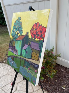 Lake House at Dusk, Original Painting