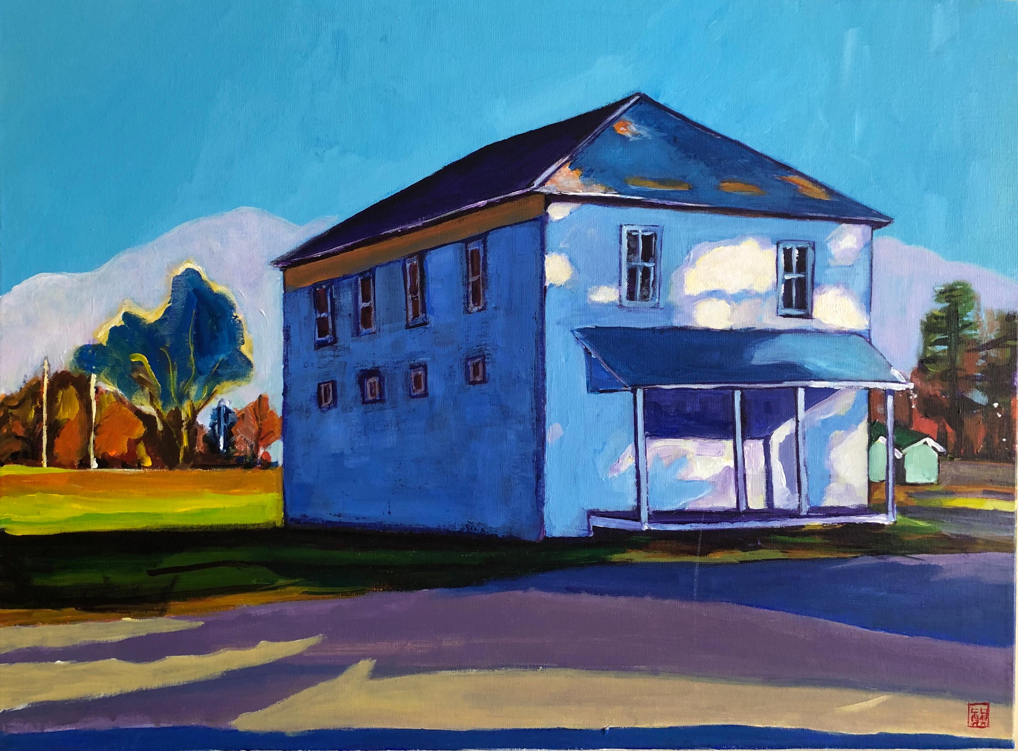 Moody Blue House, Original Painting