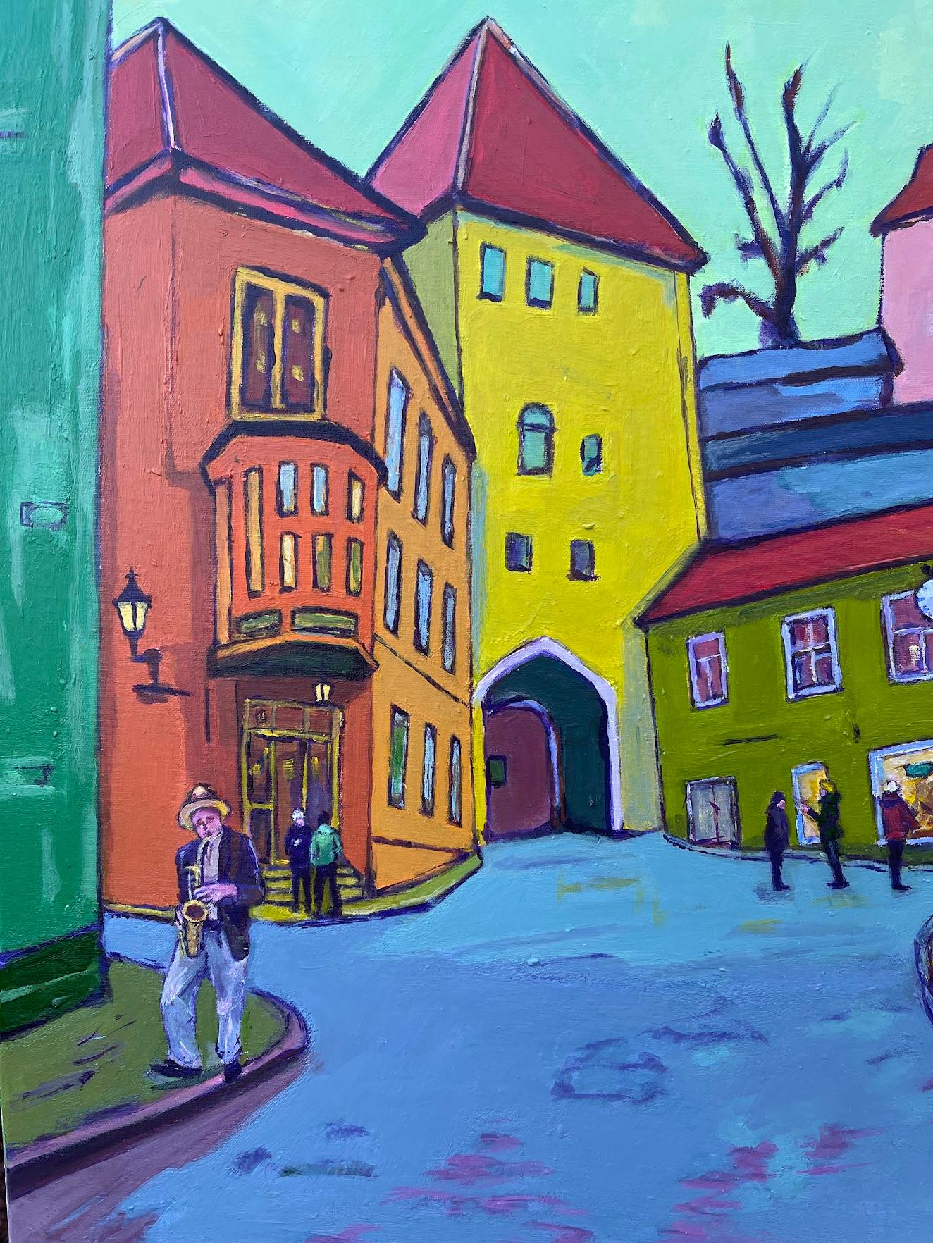 Plaza de la ciudad, Pintura original - Interior Painting Gris de Laura (Yi Zhen) Chen