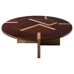 Laurameroni "BD 07" Modern Rounded Plain Wood Table with Lazy Susan