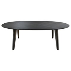 Laurameroni "BD 161" Modern Elliptical Table with wooden crossed grain pattern