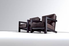 Laurameroni "BD 21" Sillón moderno minimalista de cuero y madera