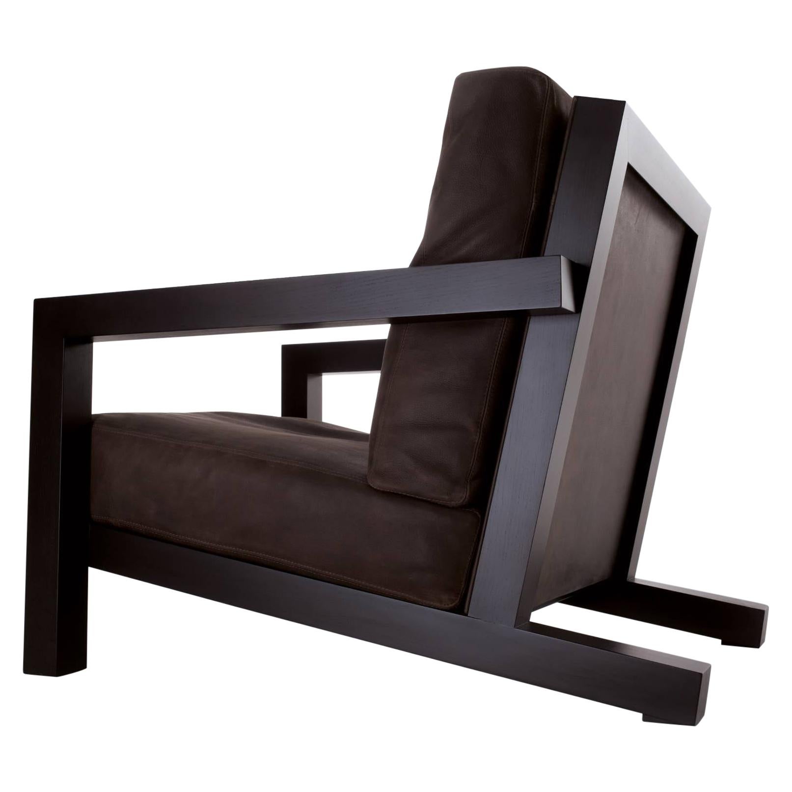 Laurameroni "BD 21" Modern Minimalist Armchair in leather and wood