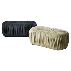 Pouf personnalisé "Drapè" de Laurameroni en cuir ou velours plissé main