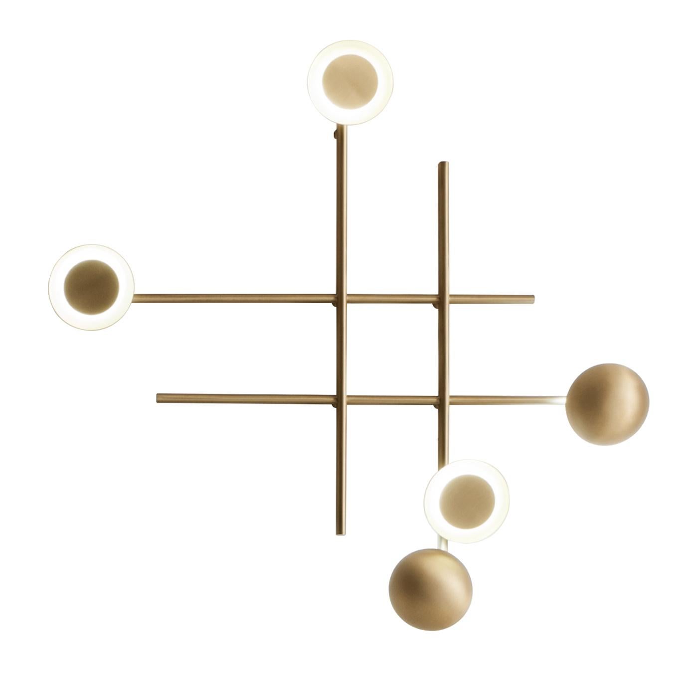 Laurameroni "Gaia" Big Hanging Lamp in Satin Brass for Ceiling & Wall For Sale