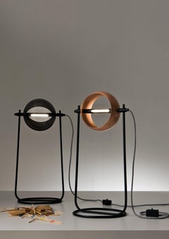 Laurameroni "Globe da Tavolo" adjustable Satin Copper Table Lamp by E. Colzani