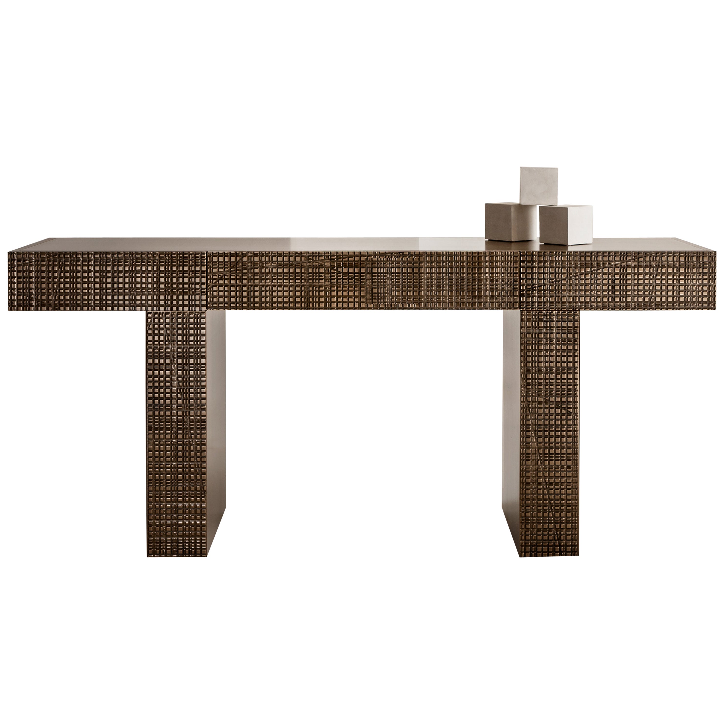 Laurameroni "Maxima" Console in Liquid Metal Bronze, Tin, Copper and Gold