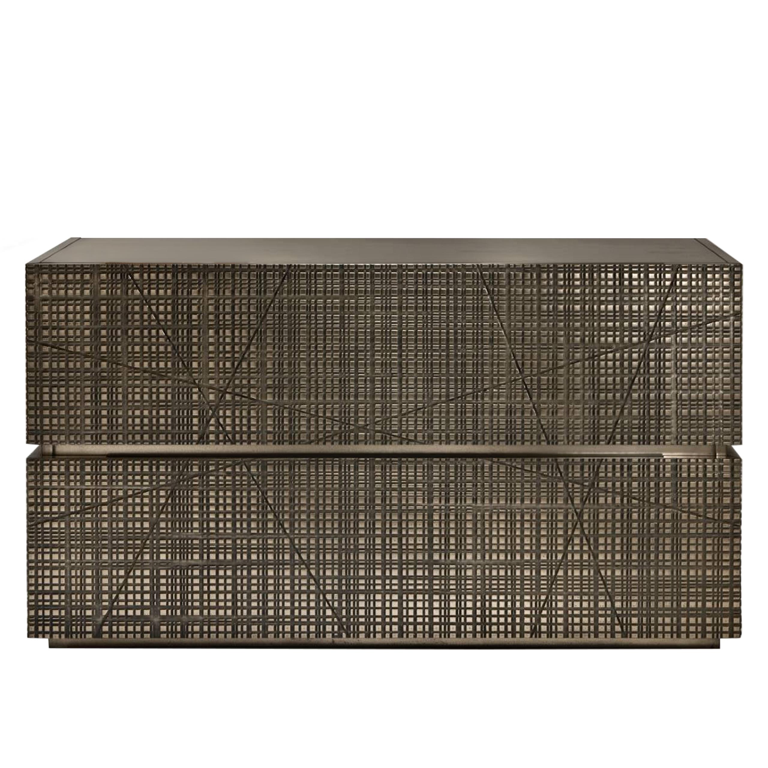 Laurameroni "Maxima" Modern Chest of Drawers in Bronze Liquid Metal For Sale