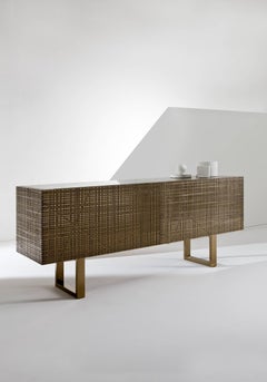 Credenza Laurameroni "Maxima" in metallo liquido bronzo e marmo di Bartoli Design