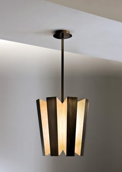 Laurameroni "Mayfair" Hanging Lamp in brass and parchment by Mauro Fabbro