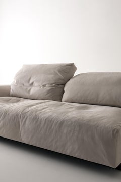 Laurameroni "Metropol" Minimal Sofa in Leather and Wood by Cesare Arosio