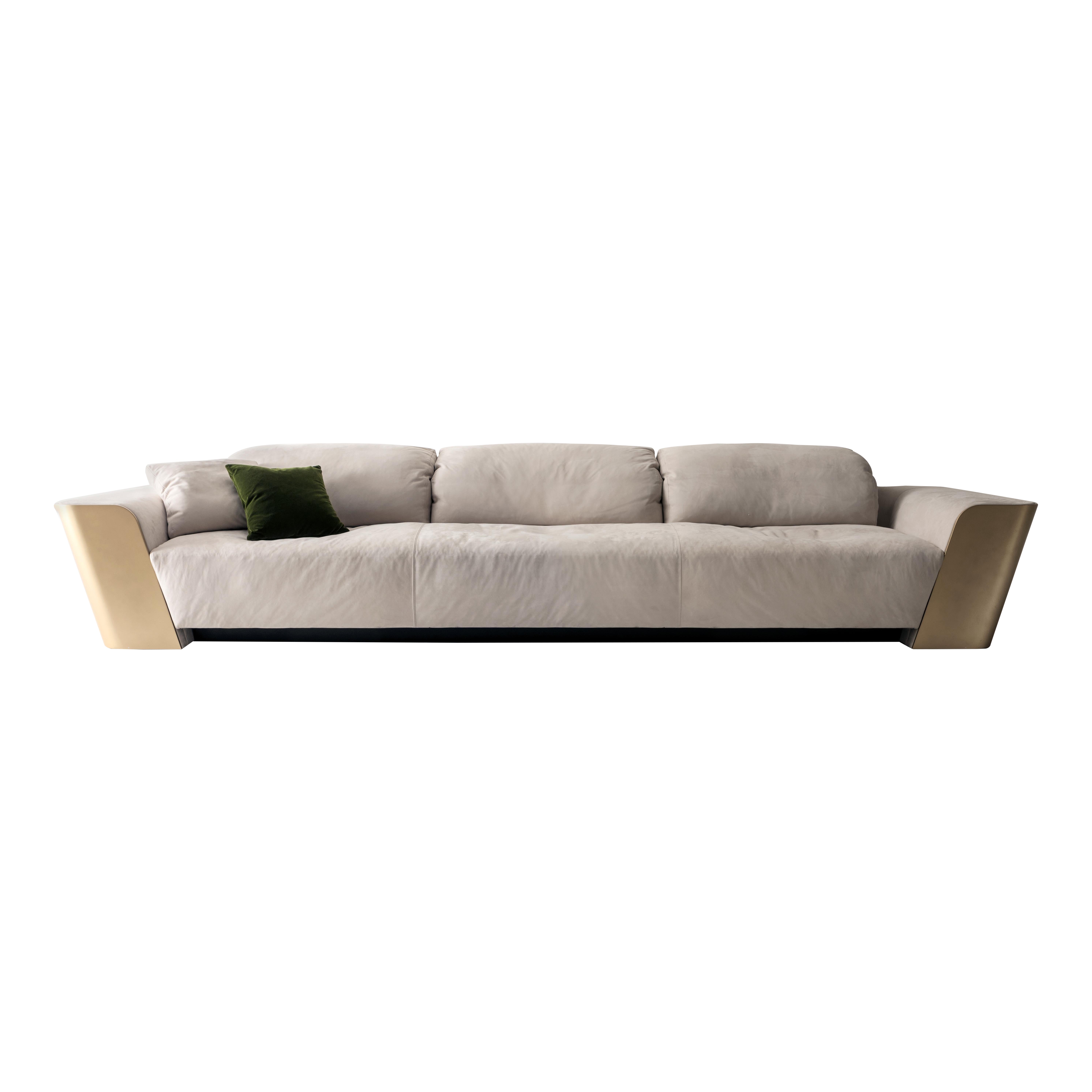Laurameroni "Metropol" Minimal Sofa in Leather and Wood by Cesare Arosio