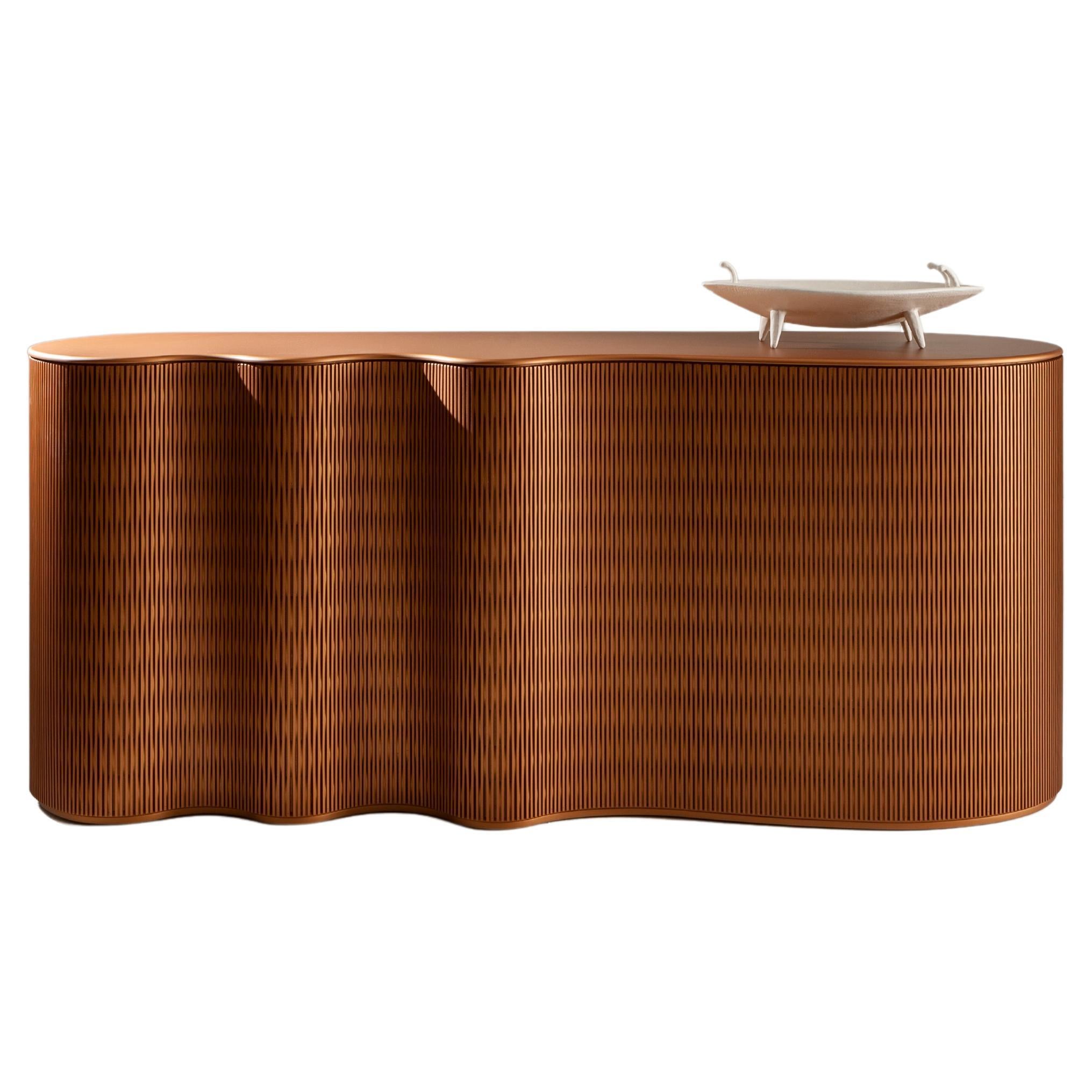 Laurameroni Modern Console "Infinity" in Textured Wood Lacca 61 For Sale