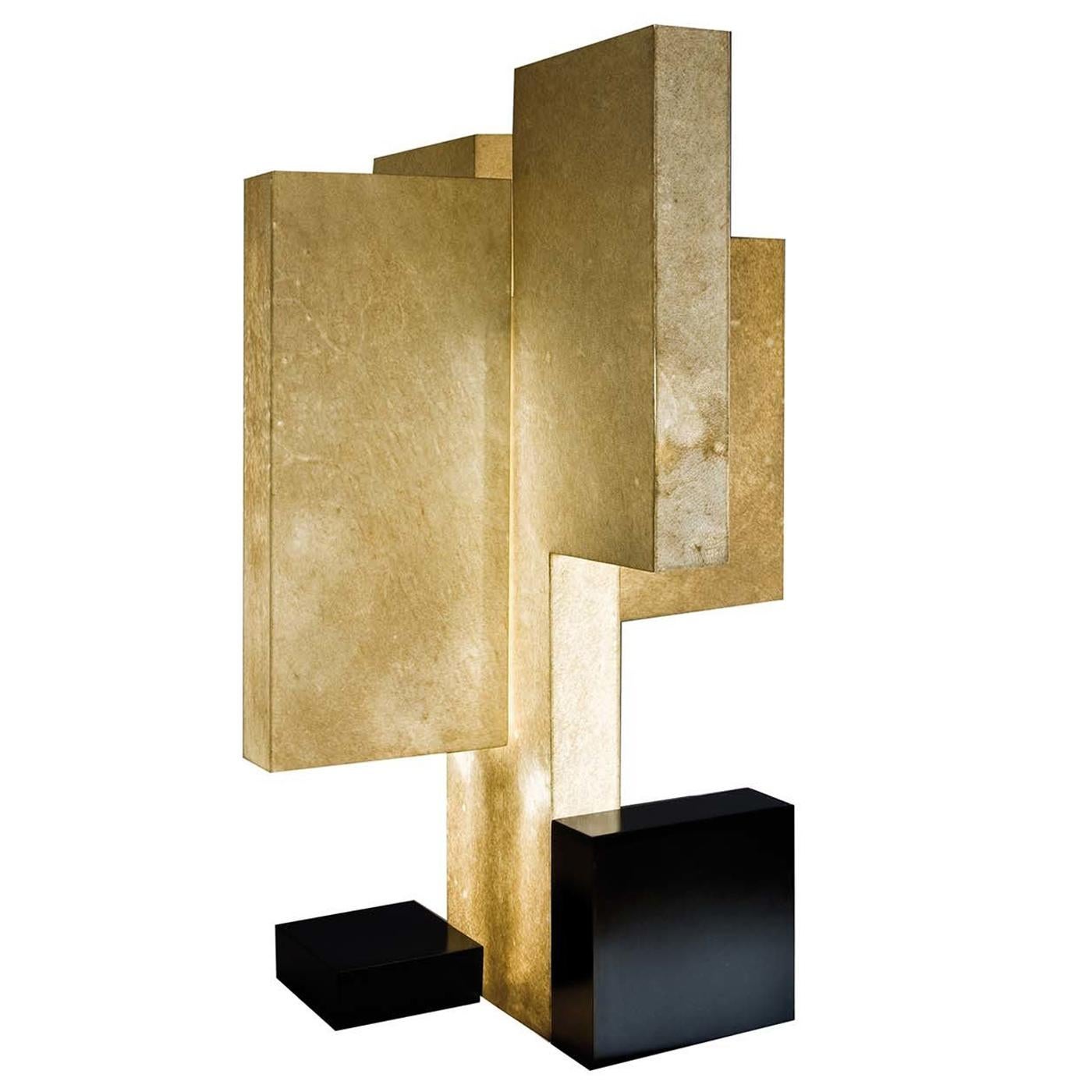 Laurameroni "Novecentotrenta" Modern Architectural Table Lamp in Parchment For Sale