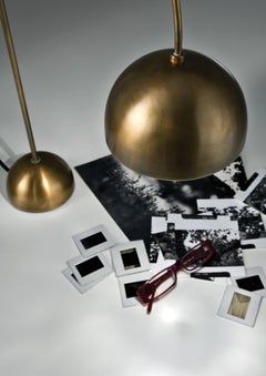 Laurameroni "Satellite CG 45" Modern Arc Table Lamp in Burnished Brass