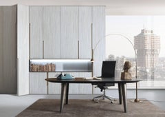 Laurameroni "Satellite CG 50" Modern Arc Floor Lamp in Burnished Brass