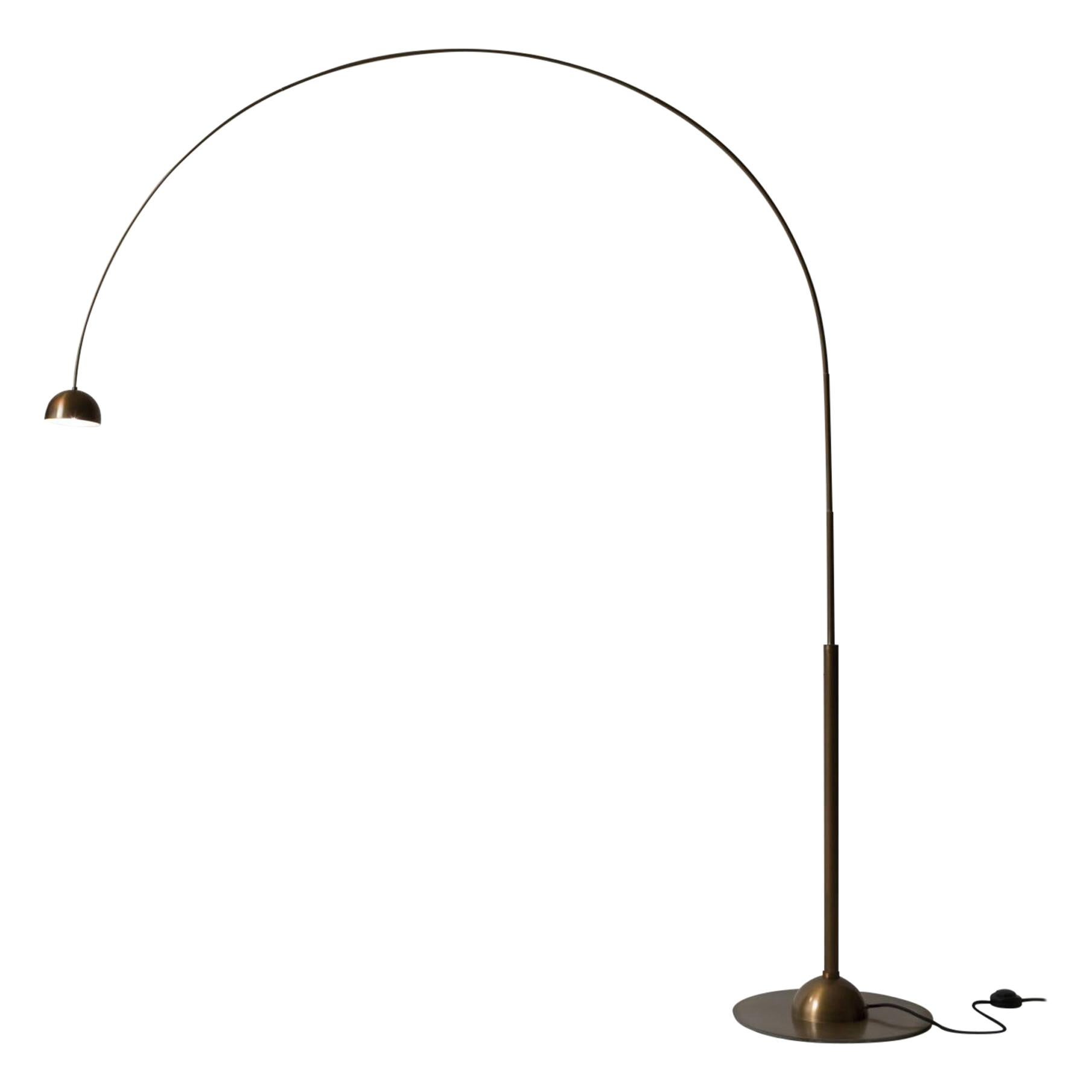 Laurameroni "Satellite CG 50" Modern Arc Floor Lamp in Burnished Brass For Sale