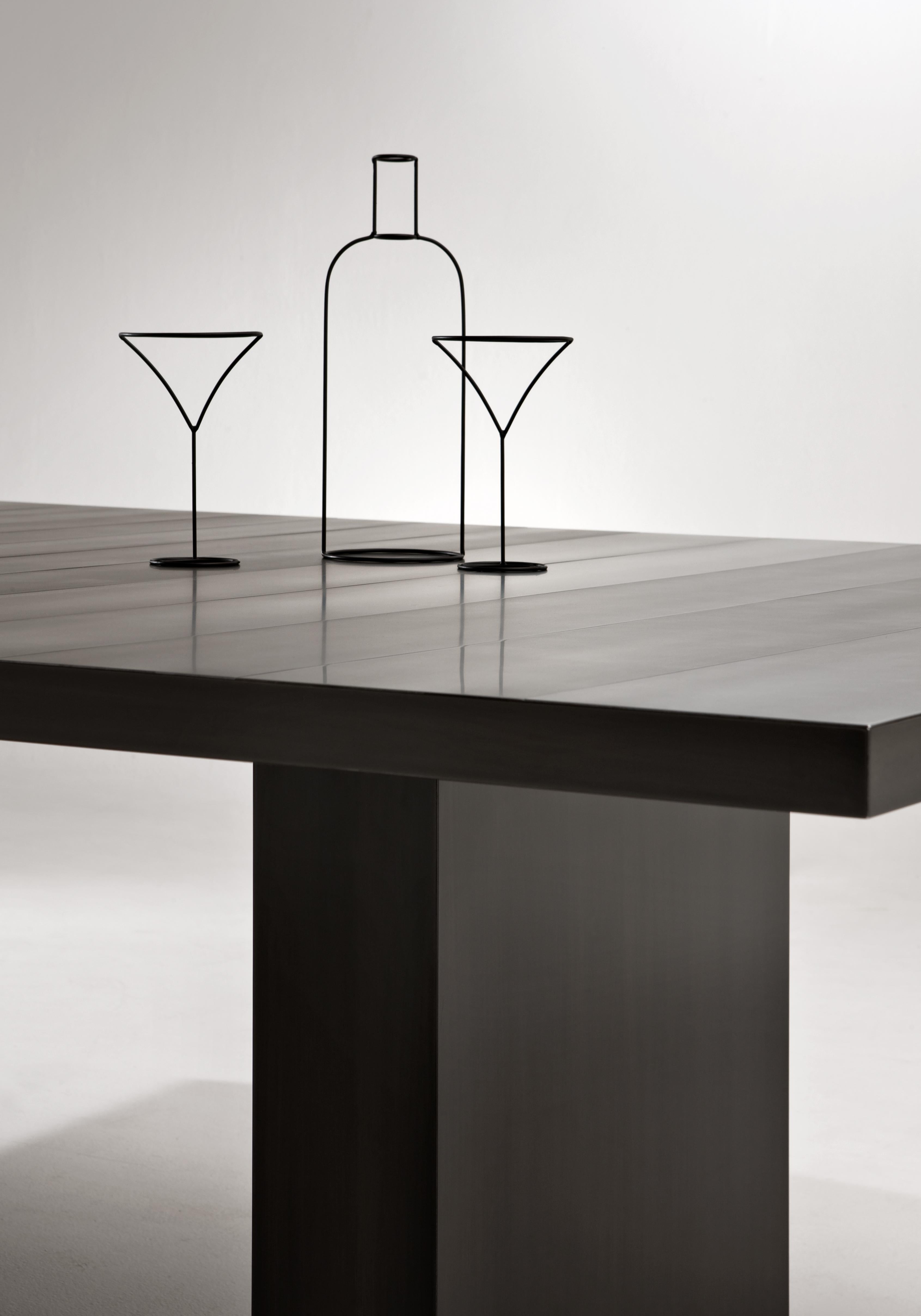 Italian Laurameroni ST 51 Custom Rectangular Metal Dining Table in Black Iron 