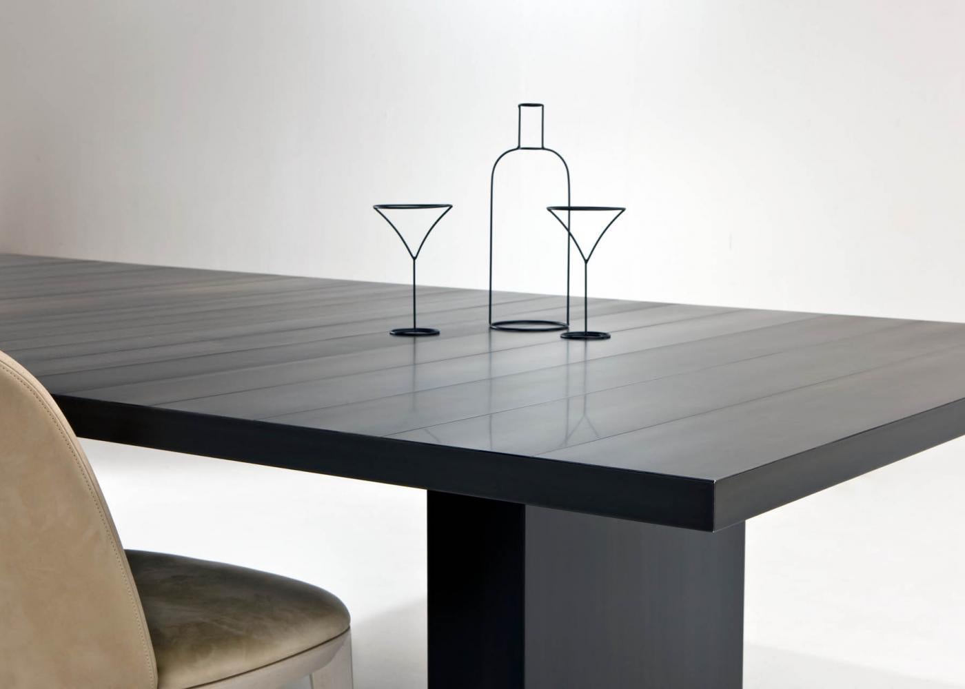 Contemporary Laurameroni ST 51 Custom Rectangular Metal Dining Table in Black Iron 