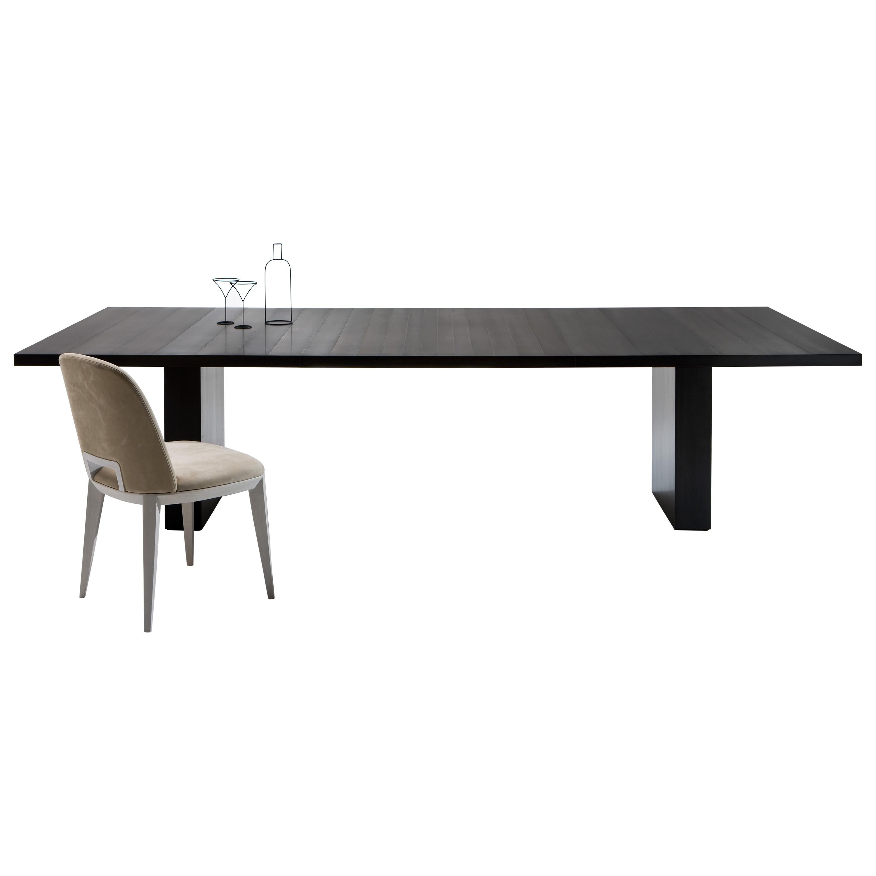 Laurameroni ST 51 Custom Rectangular Metal Dining Table in Black Iron "Cenere" For Sale