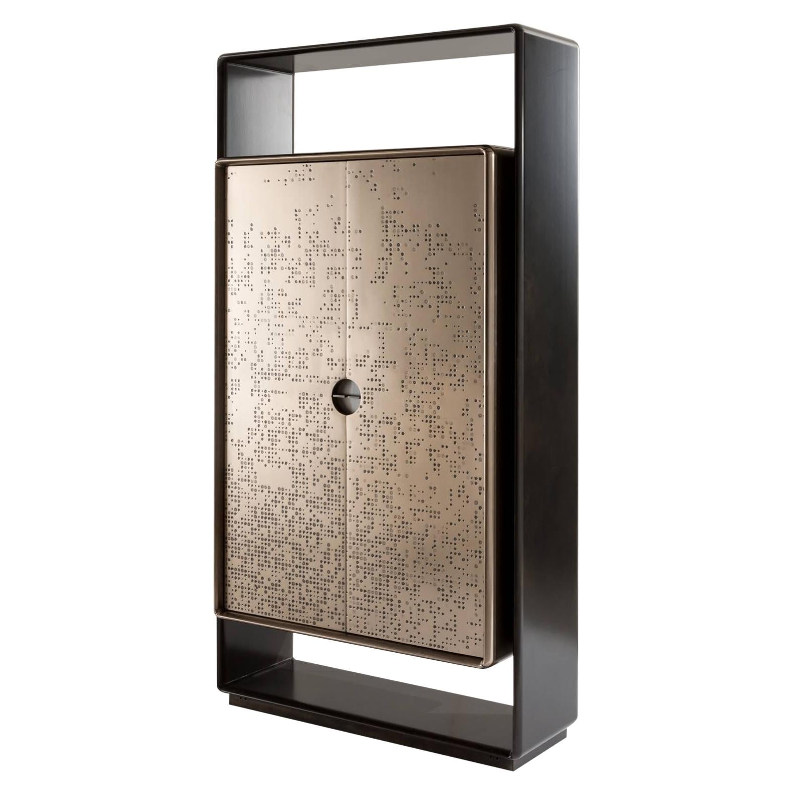 Laurameroni "Talento Unlimited" Modern Tall Cabinet in Bronze Liquid Metal