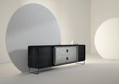 Laurameroni "Talento Up Unlimited" Modern Low Sideboard in Liquid Metal Tin