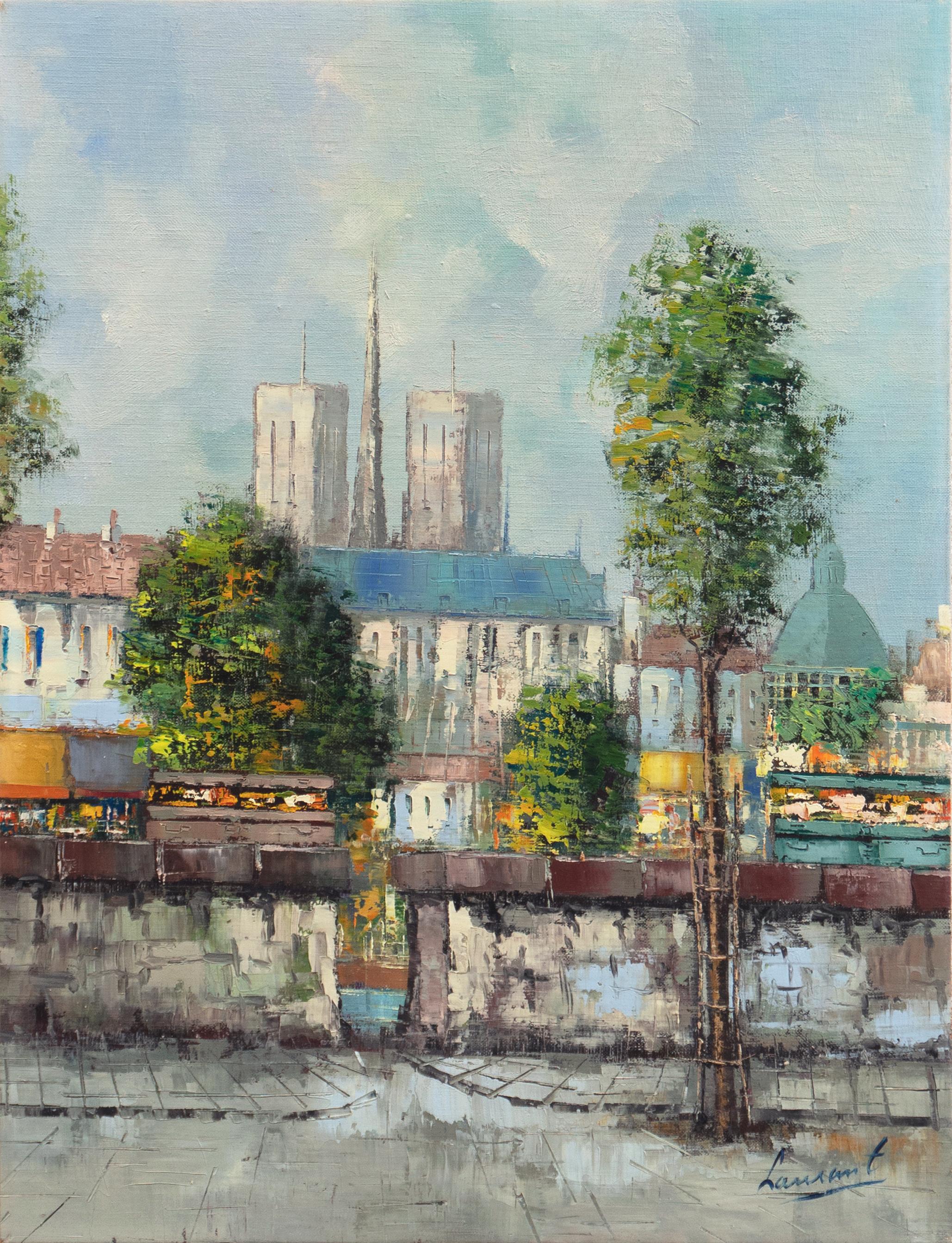 Laurant Landscape Painting - 'The Left Bank, Notre Dame and the Île de la Cité', Paris in the Spring, France