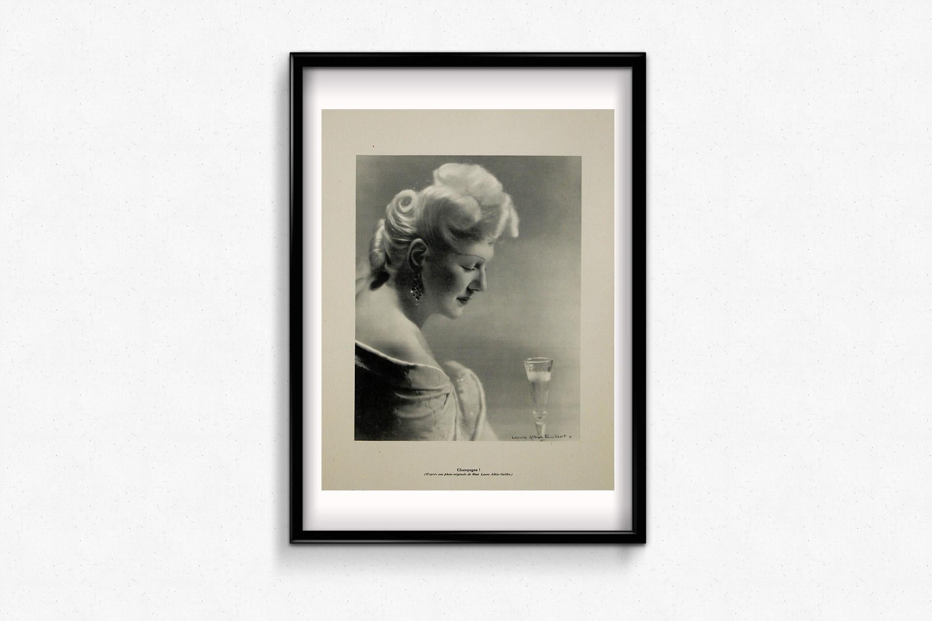 Original 1944 poster titled “Champagne!” is the work of Laure Albin Guillot For Sale 1