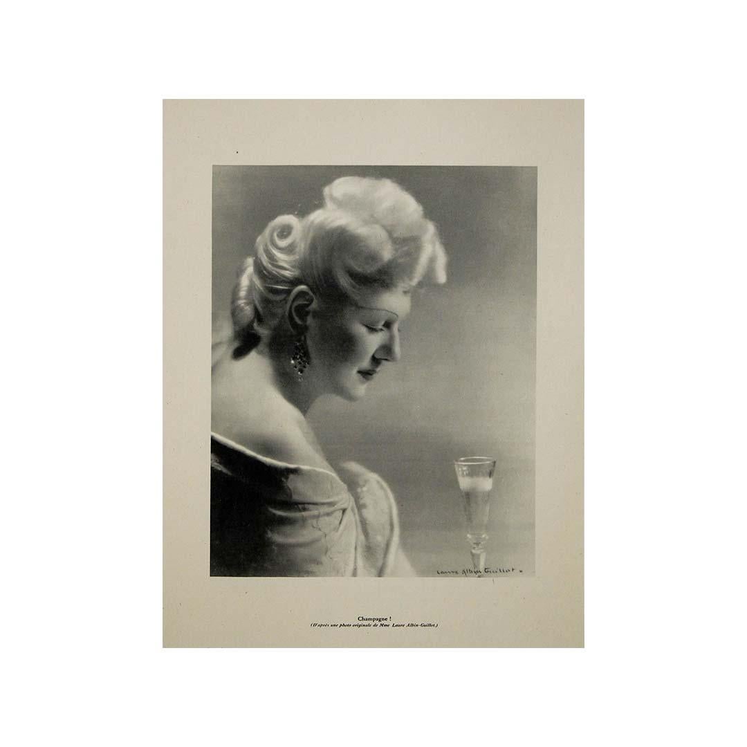 Original 1944 poster titled “Champagne!” is the work of Laure Albin Guillot For Sale 3