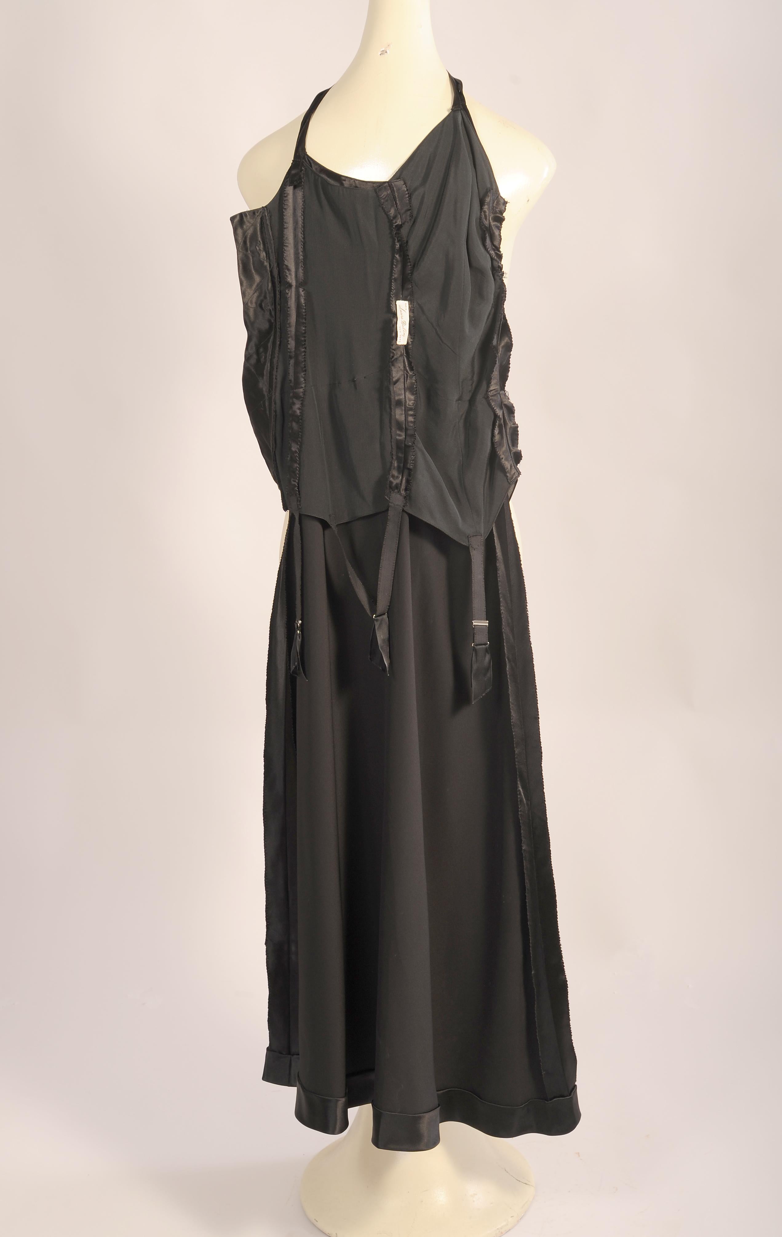 Laure Belin Paris Schwarzes Dessouskleid aus den 1950er Jahren mit angehängten Trägern 1