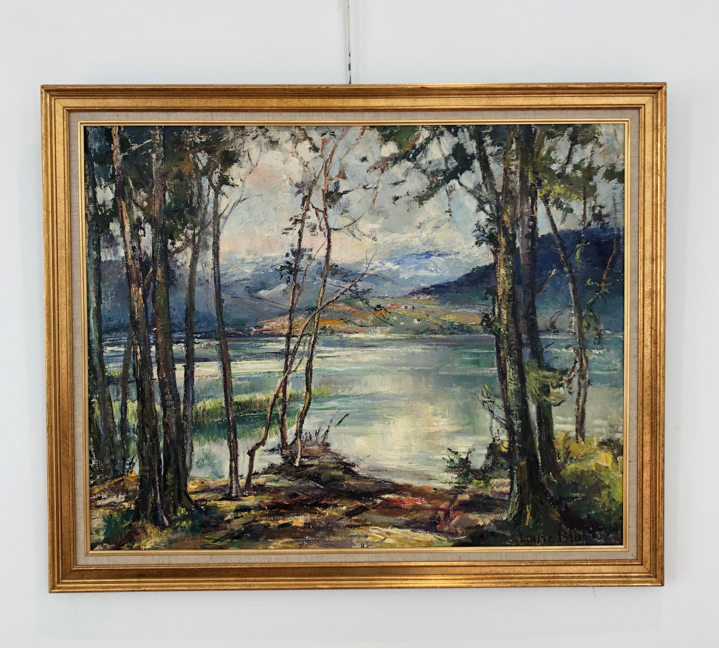 See und Berge – Painting von Laure Bruni