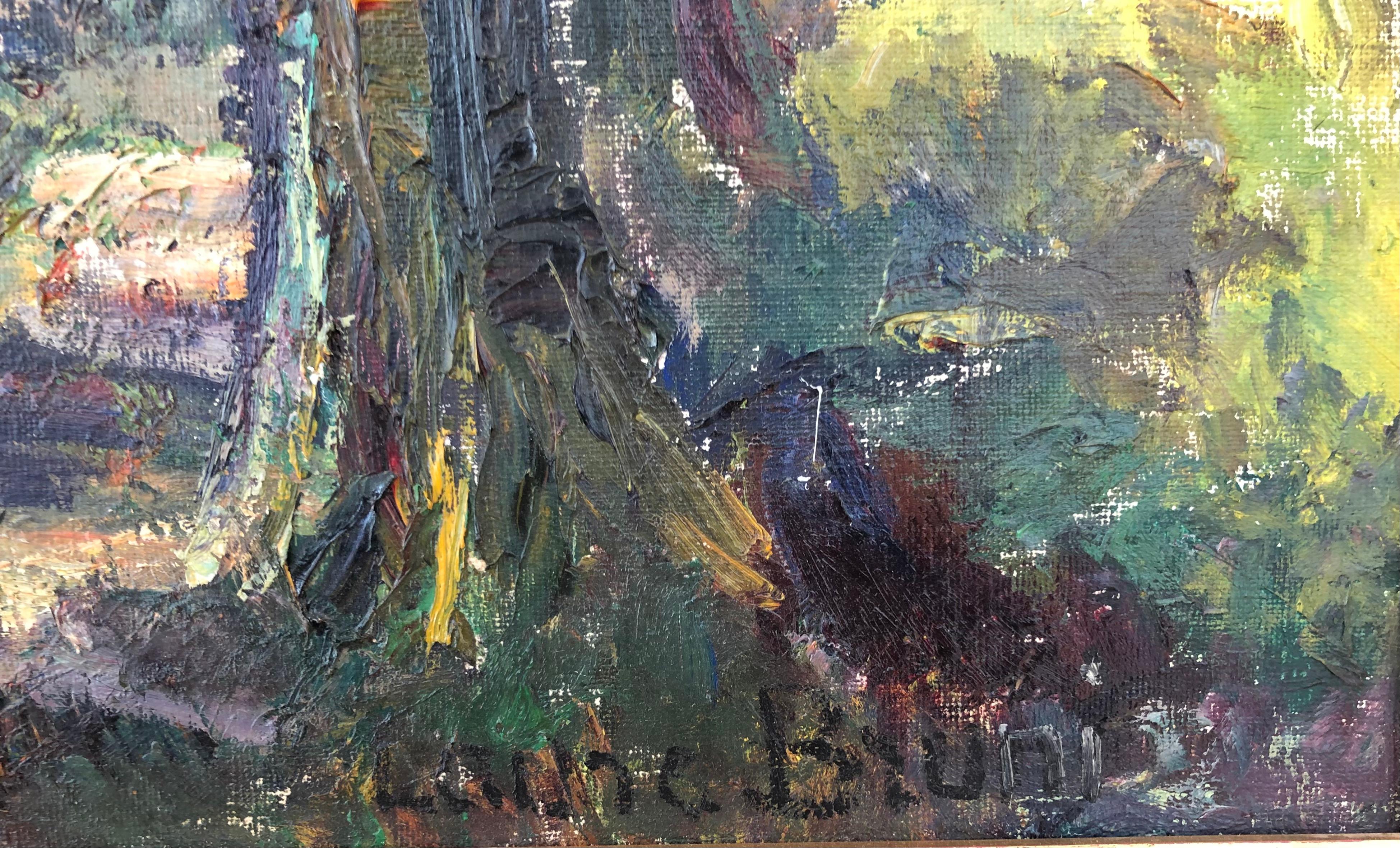 See und Berge (Grau), Landscape Painting, von Laure Bruni