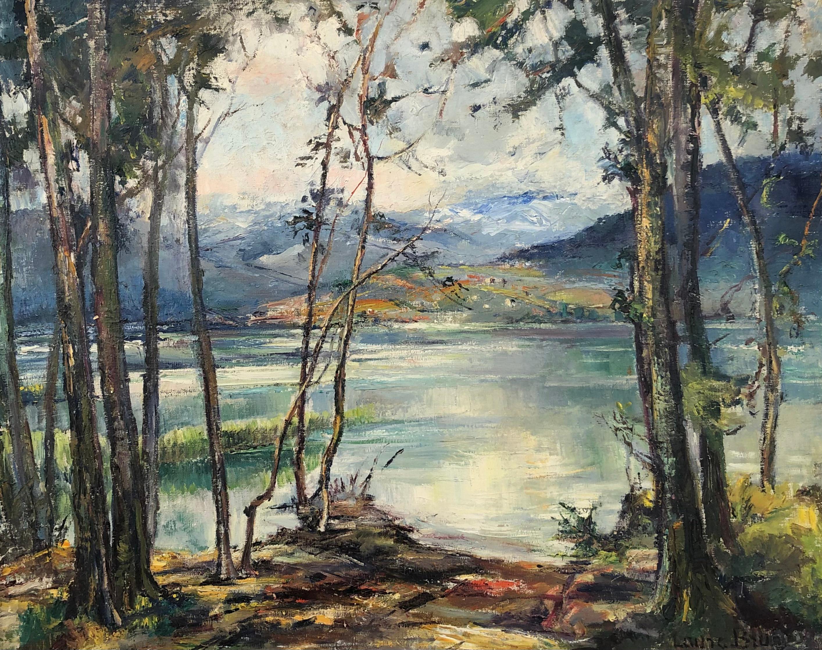 Landscape Painting Laure Bruni - Lac et montagnes